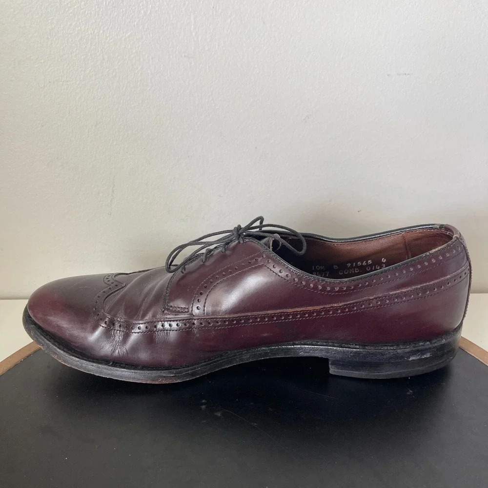 Allen Edmonds McAllister Men 10.5 B Wingtip Oxford Burgundy Shoes Quiet Luxury